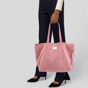 Sezane La Maille Pink Corduroy Tote Bag
